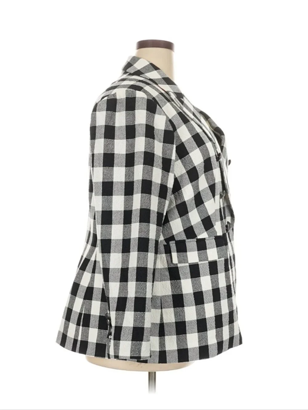 Court & Rowe Black White Gingham Double Breasted Blazer Jacket 20W Plus Size